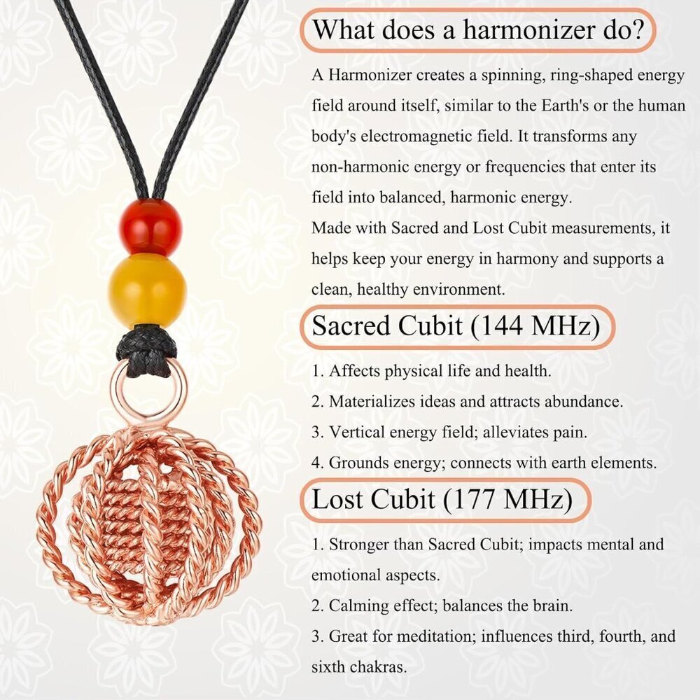 Copper Pendant Necklace Sacred Geometry Energy Sphere Red Agate Jasper Balance - Picture 5 of 7